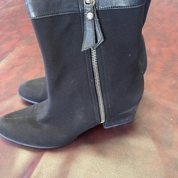 Stuart Weitzman black goreit gore-tex boots‎ mid calf heel size 8 - Picture 8 of 11